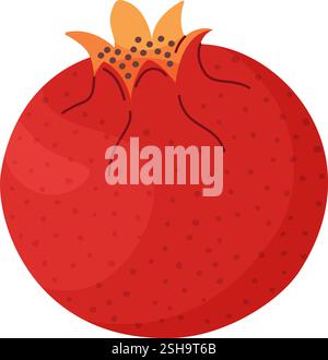 Fresh red pomegranate. Raw food Hand drawn trendy flat style isolated icon. Ripe pomegranate fruit, Punica granatum. Vector illustration Stock Vector