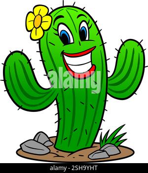 Cactus Girl, Hand Drawn Vector illustration, Isolated On Transparent Background Stock Vector