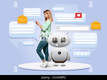 Virtual assistant technology enhances communication for modern users Stock Photo