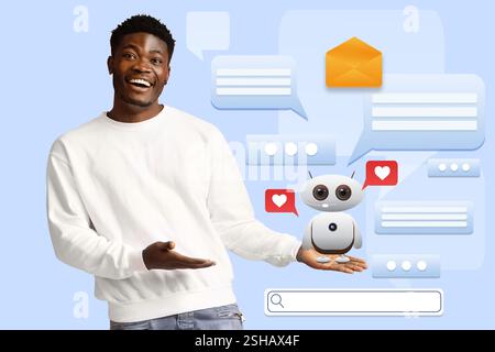 Engaging with virtual assistants in modern technology applications Stock Photo