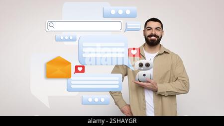 Modern assistant technology enhances conversation through AI interactions Stock Photo