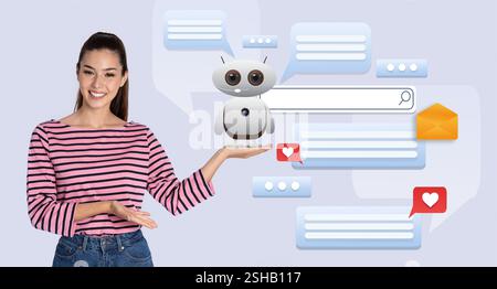 AI-powered virtual assistant improves communication efficiency Stock Photo