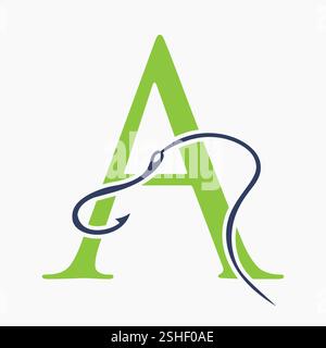 Initial Letter A Fishing Hook Logo Design Concept For Fishing Logo Company Stock Vector