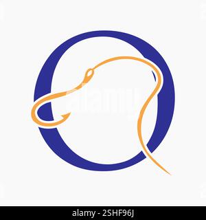 Initial Letter O Fishing Hook Logo Design Concept For Fishing Logo Company Stock Vector