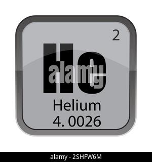 Helium periodic table element chemical symbol. Vector helium atom gas ...