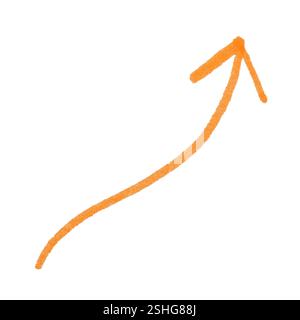 One orange drawn arrow isolated on white Stock Photo