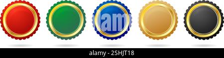vector illustration A set of colorful labels with golden lines for Presentations, information graphics, User interface designs, Layouts, collages Stock Vector