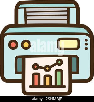Document printing vector doodle illustration and graphic. Part of business and office category. Stock Vector