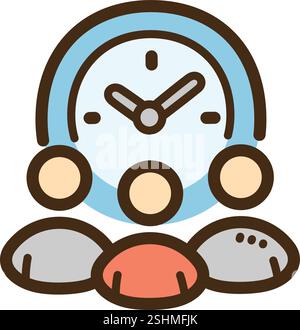 Working time vector doodle illustration and graphic. Part of business and office category. Stock Vector