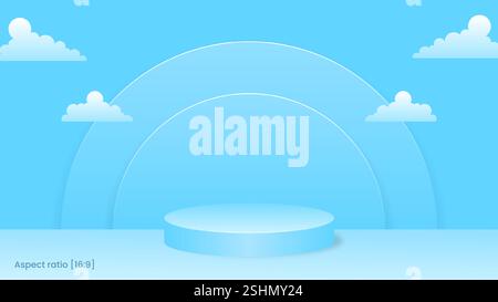 Blue podium for product showcase Stock Vector