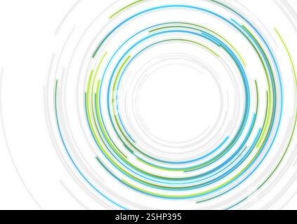 Blue and green HUD circles futuristic abstract minimal background. Vector linear design Stock Vector