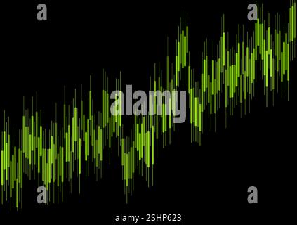 Abstract green growing financial linear graph chart background. Vector lines tech design Stock Vector