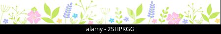 Easter eggs composition hand drawn black on white background. Decorative horizontal stripe from eggs with doodle leaves. Stock Vector