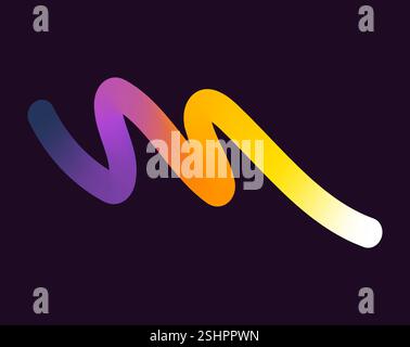 bright, neon squiggle shapes with smooth curves and loops. vivid colors transition through seamless gradients, blending hues like pink, blue, green, a Stock Vector