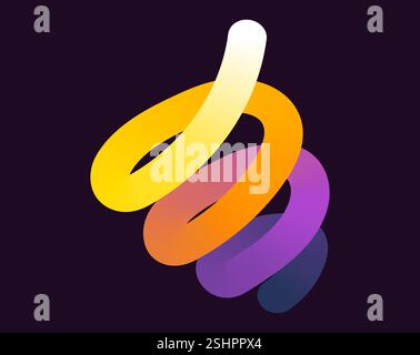 bright, neon squiggle shapes with smooth curves and loops. vivid colors transition through seamless gradients, blending hues like pink, blue, green, a Stock Vector