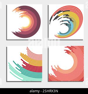 Set of four beautiful abstract backgrounds. Abstract flash light circles. Vector illustration. Stock Vector