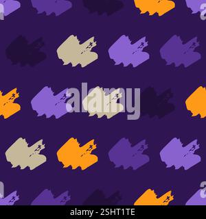 Seamless pattern with multicolor hand drawn scribble smear on blue background. Abstract grunge texture. Vector illustration Stock Vector