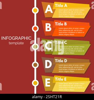 Five steps infographic design elements. Step by step infographic design template. Vector illustration Stock Vector