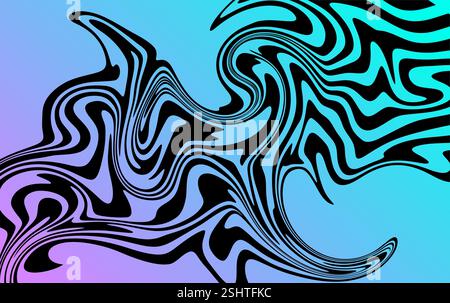 Wave of optical illusion. Abstract black and white Background Stock Vector