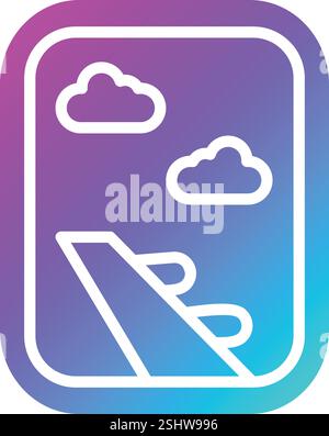 Airplane window icons set outline vector. Plane flight. Air travel sky ...