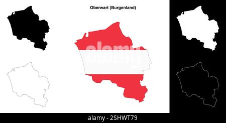 Oberwart blank outline map set Stock Vector