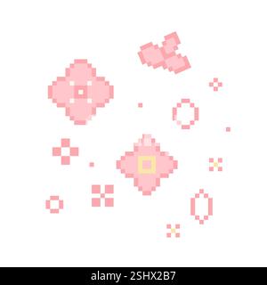 専用ページ。　八角フトマニ図flowerヒーリング❀ 8 bit pixel flower of Cherry blossom. japanese flowers for