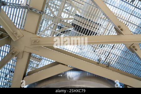 Detailed view of an industrial framework showcasing durable metal construction and engineering precision Stock Photo
