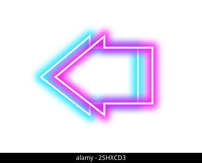 Bright neon arrow-shaped pointer on white background Stock Photo