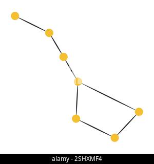 Diagram constellation Ursa Major bucket shaped cartoon constellation Big Dipper Stock Vector