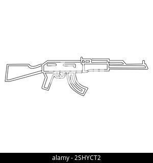 AK-47 Rifle Line Art Design Stock Vector
