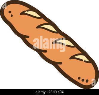 Baguette vector doodle illustration and graphic Stock Vector