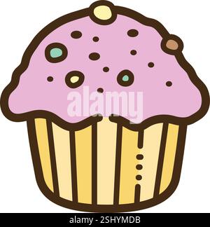 Chocolate muffin vector doodle illustration and graphic Stock Vector