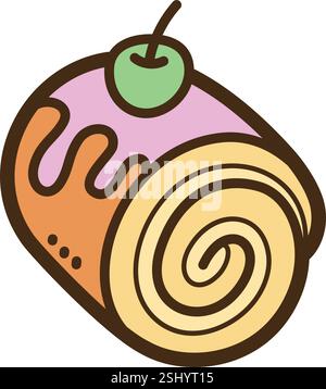 Swiss roll cake vector doodle illustration and graphic Stock Vector