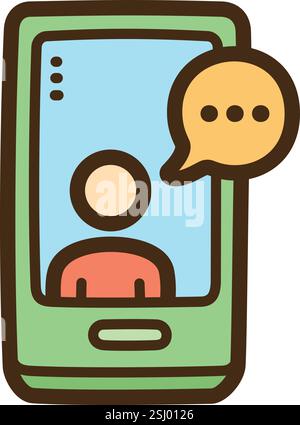Mobile phone vector doodle illustration and graphic. Part of communication category. Stock Vector