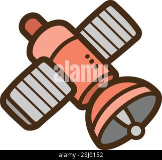 Satellite vector doodle illustration and graphic. Part of communication category. Stock Vector