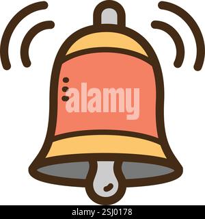 Bell ringing vector doodle illustration and graphic. Part of communication category. Stock Vector