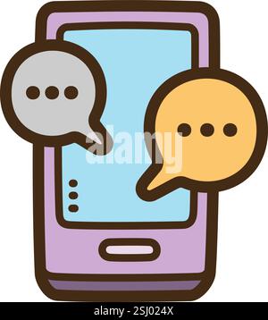 Text messaging vector doodle illustration and graphic. Part of communication category. Stock Vector