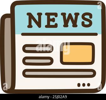 Newspaper vector doodle illustration and graphic. Part of communication category. Stock Vector