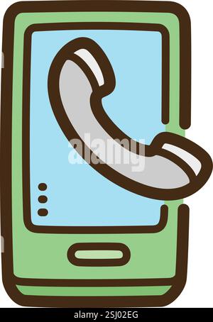 Phone call vector doodle illustration and graphic. Part of communication category. Stock Vector