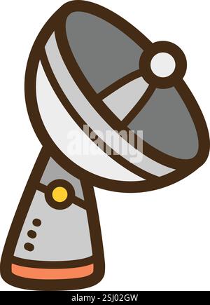 Parabolic antenna vector doodle illustration and graphic. Part of communication category. Stock Vector