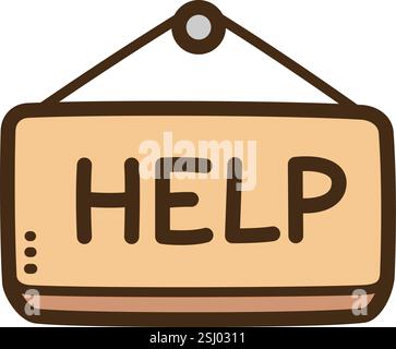 Help vector doodle illustration and graphic. Part of contact us category. Stock Vector