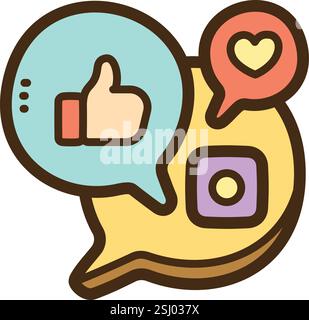 Social media vector doodle illustration and graphic. Part of contact us category. Stock Vector