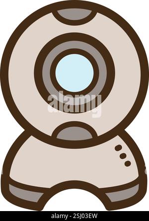 Webcam vector doodle illustration and graphic. Part of communication category. Stock Vector