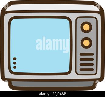 Television vector doodle illustration and graphic. Part of communication category. Stock Vector