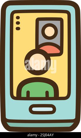 Video call vector doodle illustration and graphic. Part of communication category.. Part of ecommerce category. Stock Vector