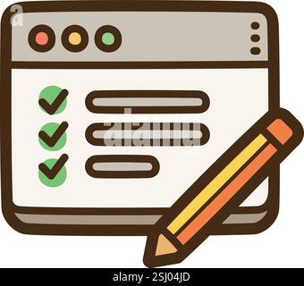 Contact form vector doodle illustration and graphic. Part of contact us category. Stock Vector
