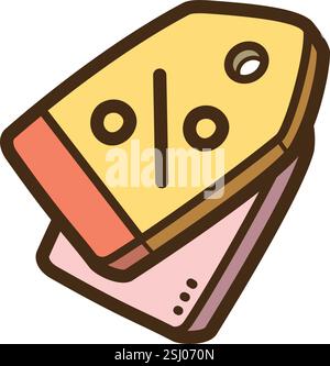 Discount tag vector doodle illustration and graphic. Part of ecommerce category. Stock Vector
