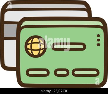 Cashless vector doodle illustration and graphic. Part of ecommerce category. Stock Vector