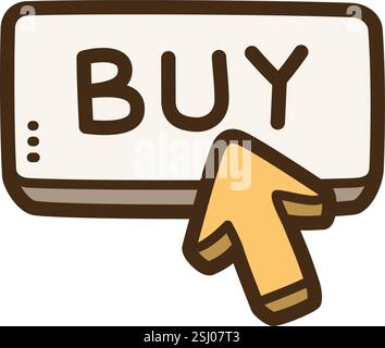 Buy button vector doodle illustration and graphic. Part of ecommerce category. Stock Vector