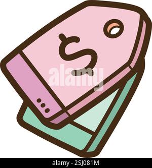 Price tag vector doodle illustration and graphic. Part of ecommerce category. Stock Vector